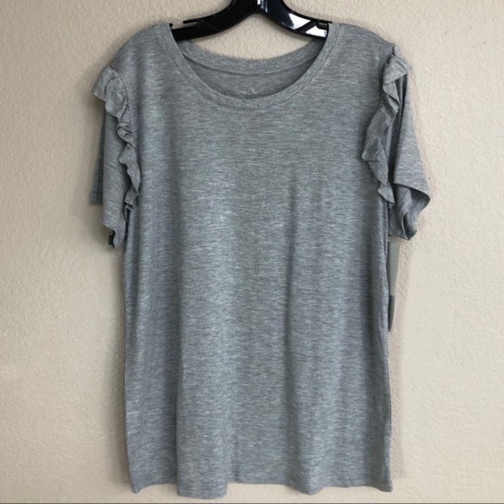 NEW!! 14th & Union Grey Tee with Ruffled Sleeves